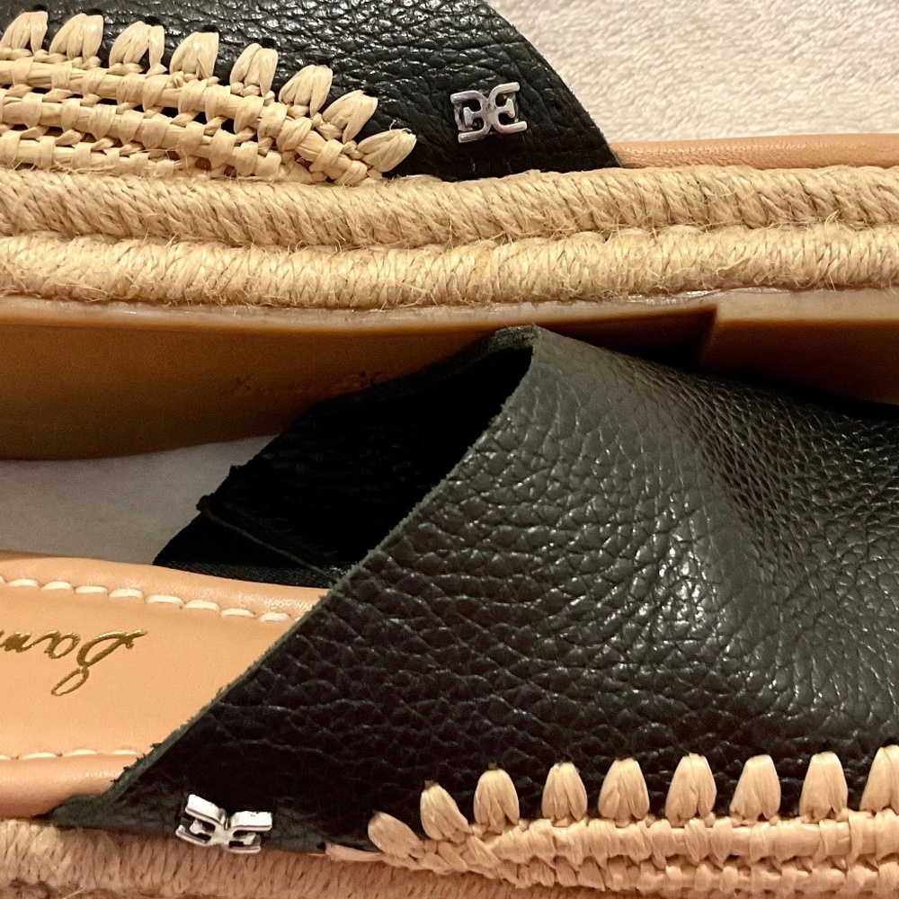 Sam Edelman Black Austin Espadrille Closed Toe Sandal Tumbled Leather 7.5M - Picture 10 of 14